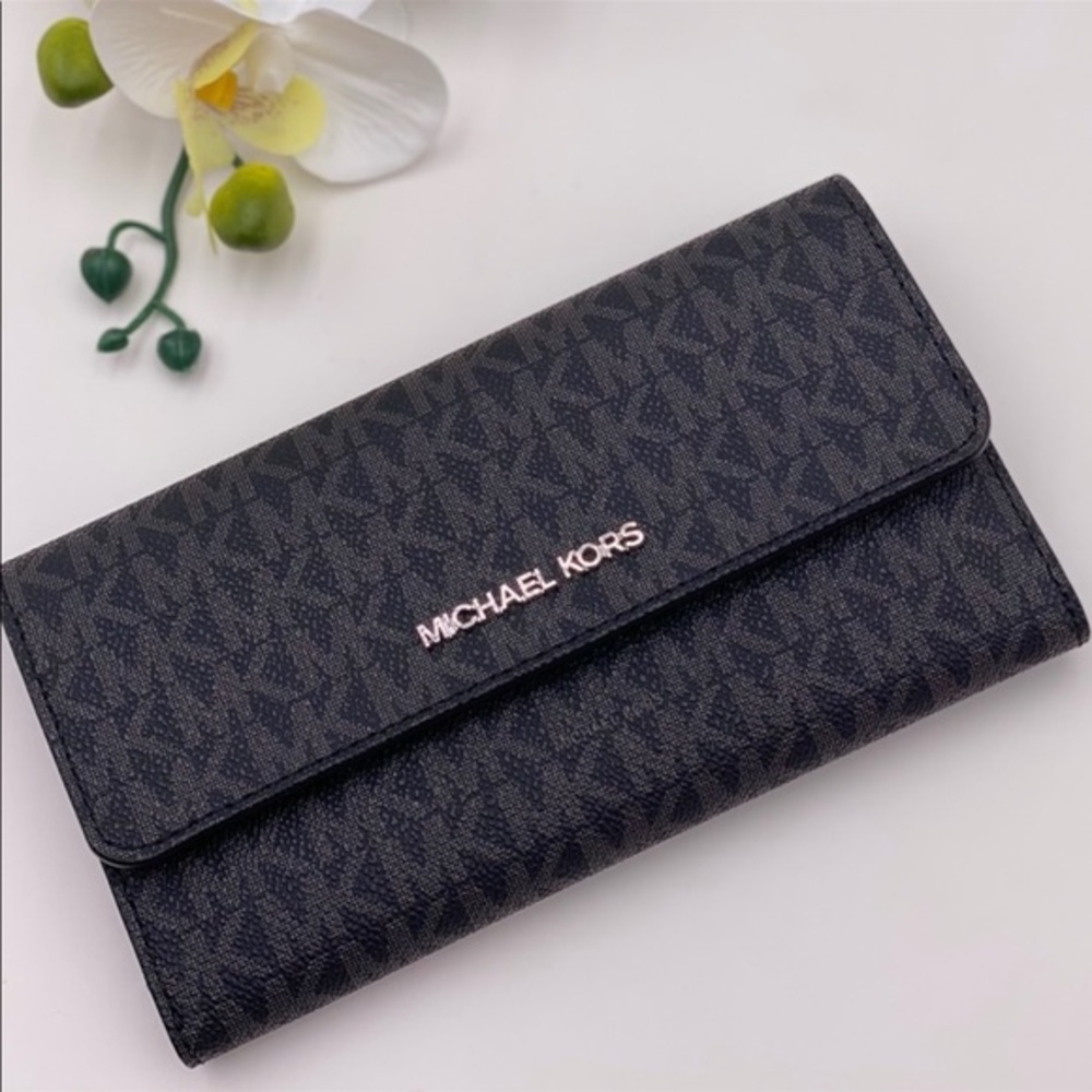 Michael Kors Trifold Wallet Signature Black - Picture 8 of 14